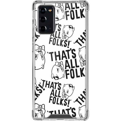 Looney Tunes Porky Pig Black and White Galaxy Note20 5G Clear Case