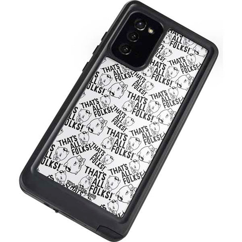 Looney Tunes Porky Pig Black and White Galaxy Note20 5G Waterproof Case