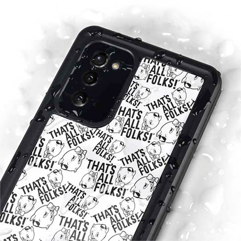 Looney Tunes Porky Pig Black and White Galaxy Note20 5G Waterproof Case