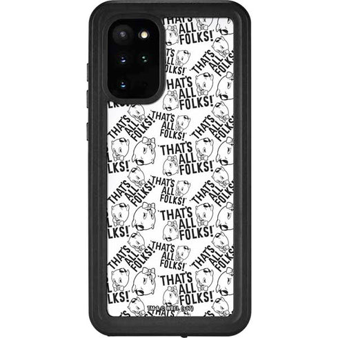 Looney Tunes Porky Pig Black and White Galaxy S20 Plus Waterproof Case