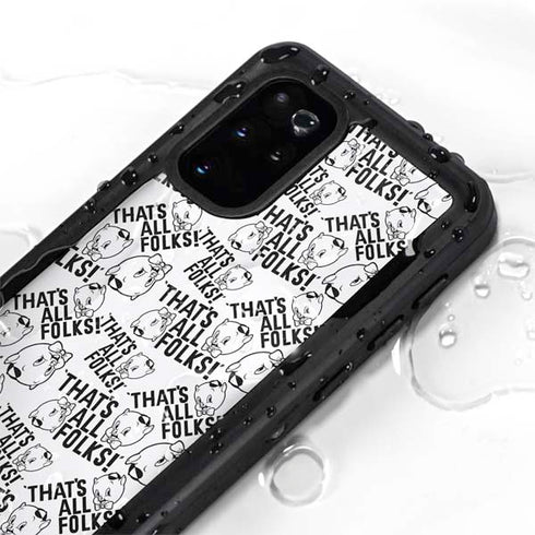 Looney Tunes Porky Pig Black and White Galaxy S20 Plus Waterproof Case
