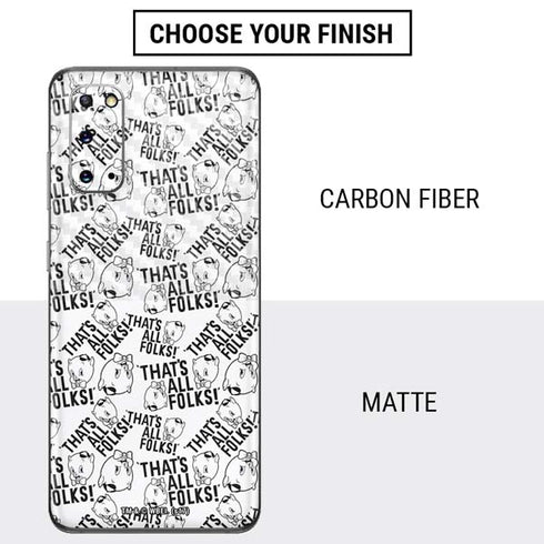 Looney Tunes Porky Pig Black and White Galaxy S20 Skin