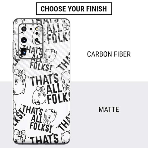 Looney Tunes Porky Pig Black and White Galaxy S20 Ultra 5G Skin