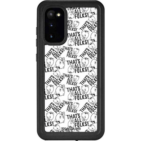 Looney Tunes Porky Pig Black and White Galaxy S20 Waterproof Case