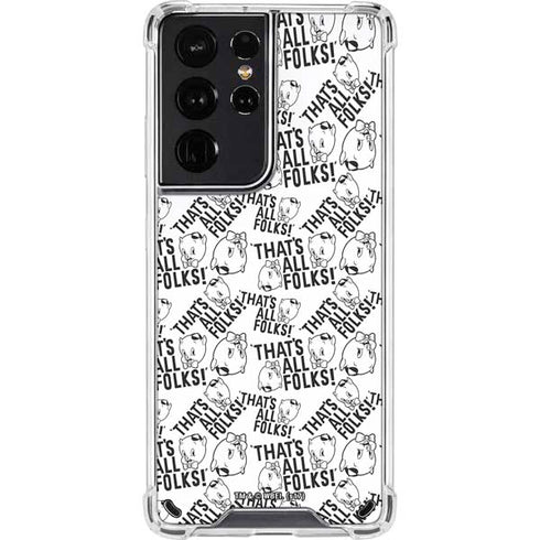 Looney Tunes Porky Pig Black and White Galaxy S21 Ultra 5G Clear Case