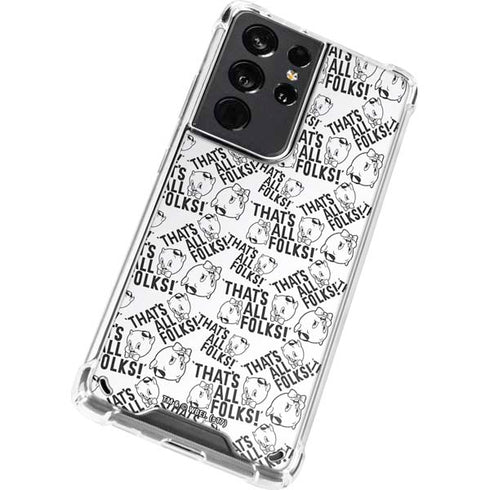 Looney Tunes Porky Pig Black and White Galaxy S21 Ultra 5G Clear Case