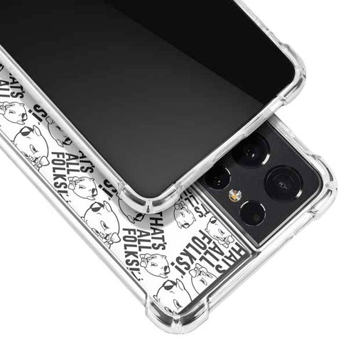 Looney Tunes Porky Pig Black and White Galaxy S21 Ultra 5G Clear Case