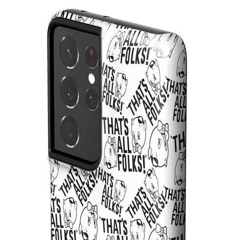Looney Tunes Porky Pig Black and White Galaxy S21 Ultra 5G Pro Case