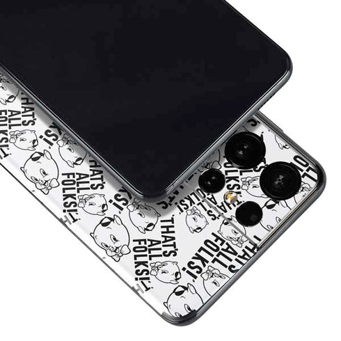 Looney Tunes Porky Pig Black and White Galaxy S21 Ultra 5G Skin