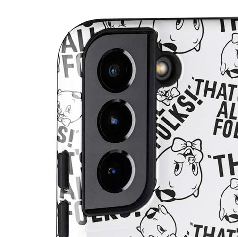 Looney Tunes Porky Pig Black and White Galaxy S22 Plus Pro Case