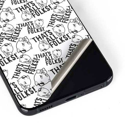 Looney Tunes Porky Pig Black and White Galaxy S22 Plus Skin