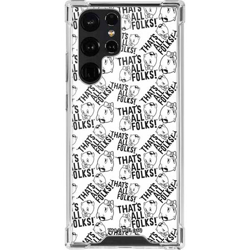 Looney Tunes Porky Pig Black and White Galaxy S22 Ultra Clear Case