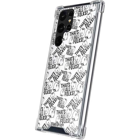 Looney Tunes Porky Pig Black and White Galaxy S22 Ultra Clear Case