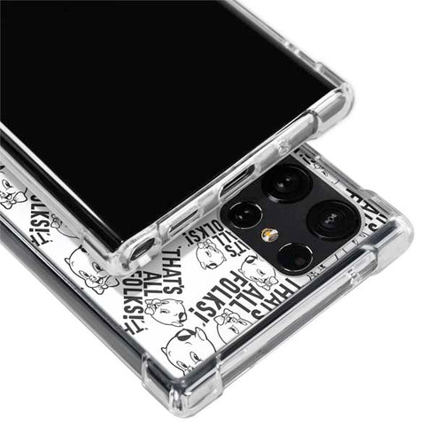 Looney Tunes Porky Pig Black and White Galaxy S22 Ultra Clear Case