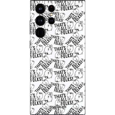 Looney Tunes Porky Pig Black and White Galaxy S22 Ultra Skin
