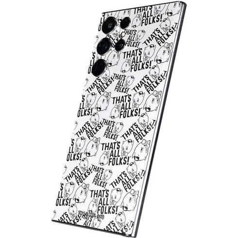 Looney Tunes Porky Pig Black and White Galaxy S22 Ultra Skin