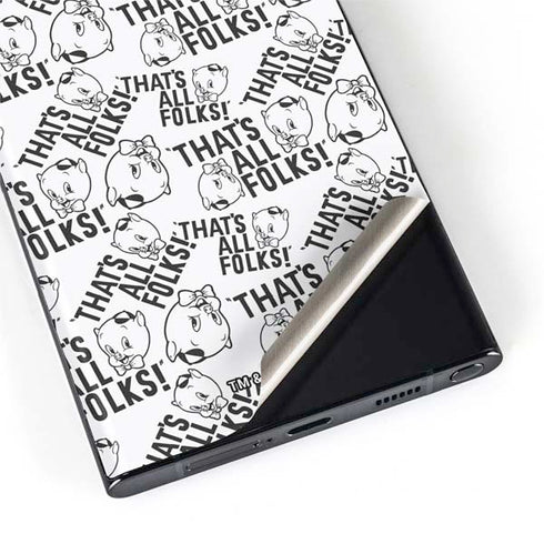 Looney Tunes Porky Pig Black and White Galaxy S22 Ultra Skin