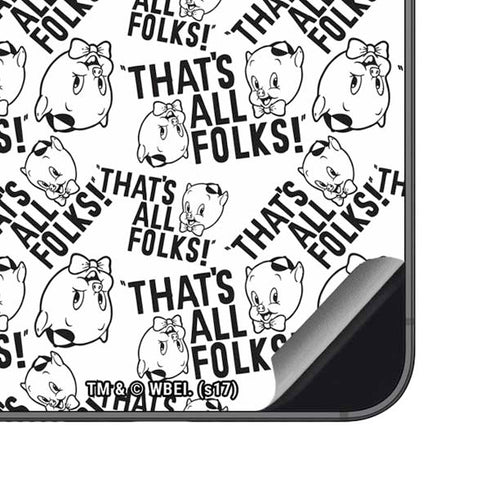 Looney Tunes Porky Pig Black and White Galaxy S23 FE Skin