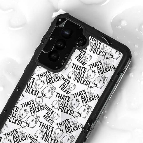 Looney Tunes Porky Pig Black and White Galaxy S23 Plus Waterproof Case