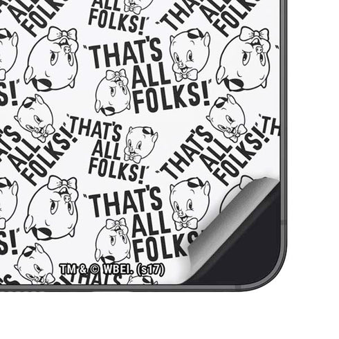 Looney Tunes Porky Pig Black and White Galaxy S23 Skin