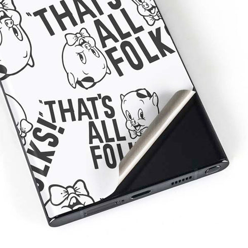 Looney Tunes Porky Pig Black and White Galaxy S23 Ultra Skin