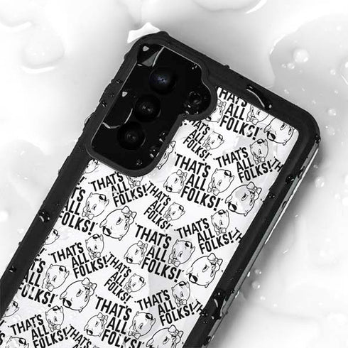 Looney Tunes Porky Pig Black and White Galaxy S23 Waterproof Case