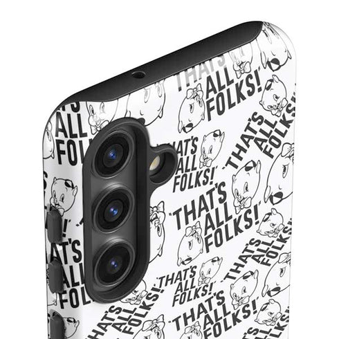 Looney Tunes Porky Pig Black and White Galaxy S24 Plus Impact Case