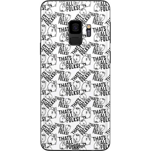 Looney Tunes Porky Pig Black and White Galaxy S9 Skin