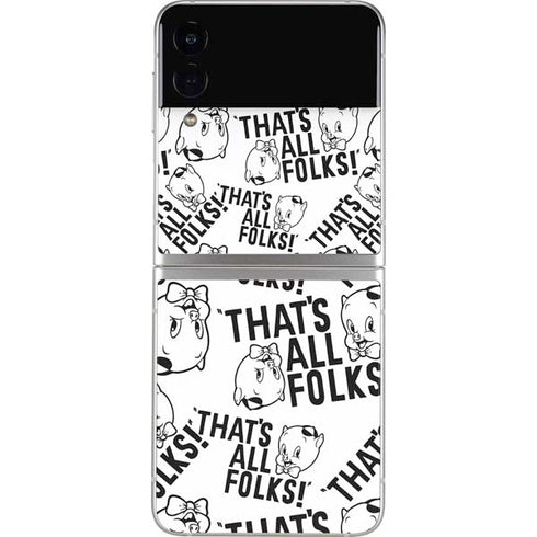 Looney Tunes Porky Pig Black and White Galaxy Z Flip3 5G Skin