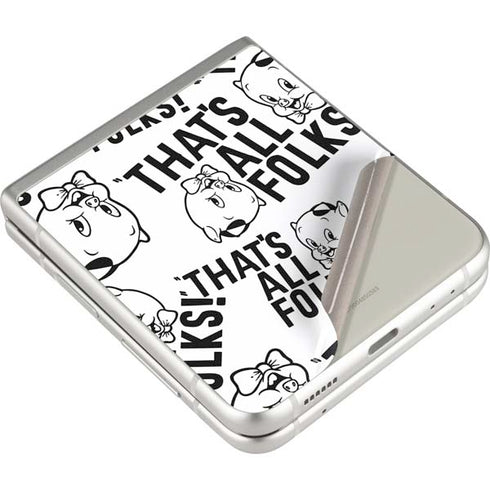 Looney Tunes Porky Pig Black and White Galaxy Z Flip3 5G Skin