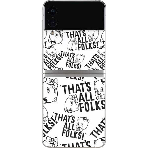 Looney Tunes Porky Pig Black and White Galaxy Z Flip4 5G Skin