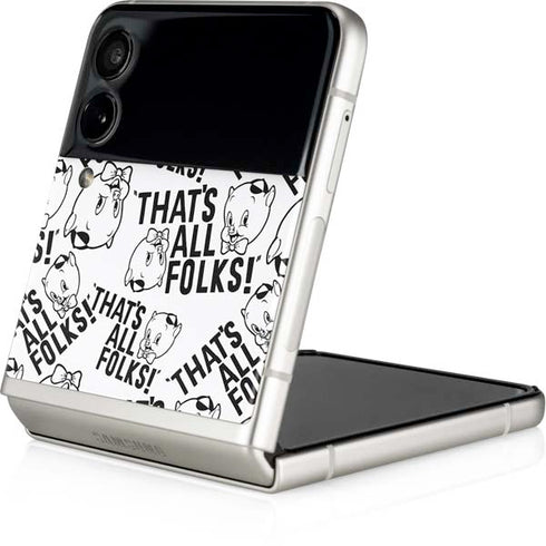 Looney Tunes Porky Pig Black and White Galaxy Z Flip4 5G Skin