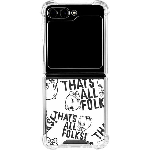 Looney Tunes Porky Pig Black and White Galaxy Z Flip5 5G Clear Case