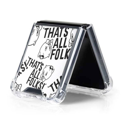 Looney Tunes Porky Pig Black and White Galaxy Z Flip5 5G Clear Case