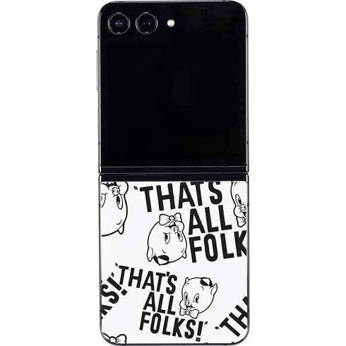 Looney Tunes Porky Pig Black and White Galaxy Z Flip5 5G Skin