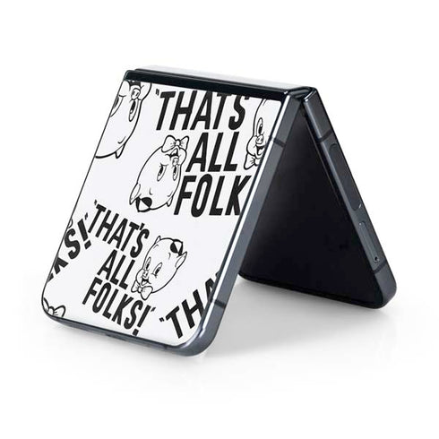 Looney Tunes Porky Pig Black and White Galaxy Z Flip5 5G Skin