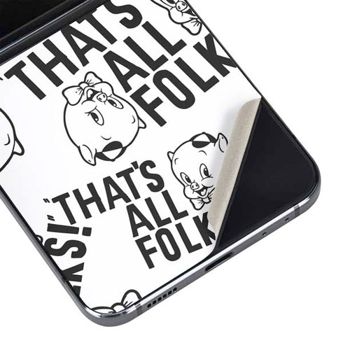 Looney Tunes Porky Pig Black and White Galaxy Z Flip5 5G Skin