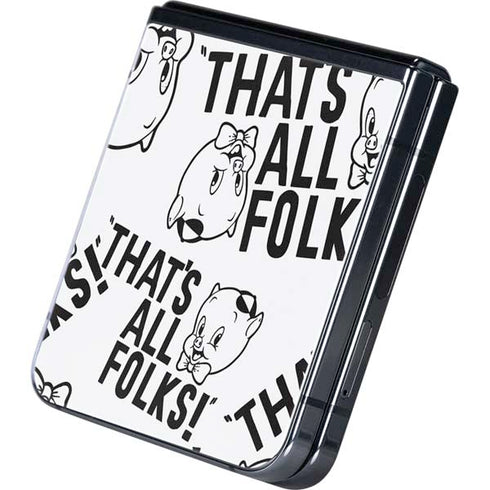 Looney Tunes Porky Pig Black and White Galaxy Z Flip5 5G Skin