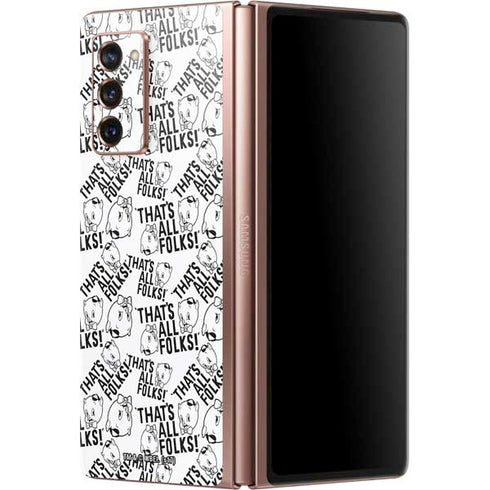 Looney Tunes Porky Pig Black and White Galaxy Z Fold2 5G Skin