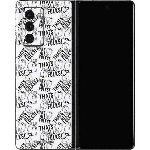 Looney Tunes Porky Pig Black and White Galaxy Z Fold2 5G Skin