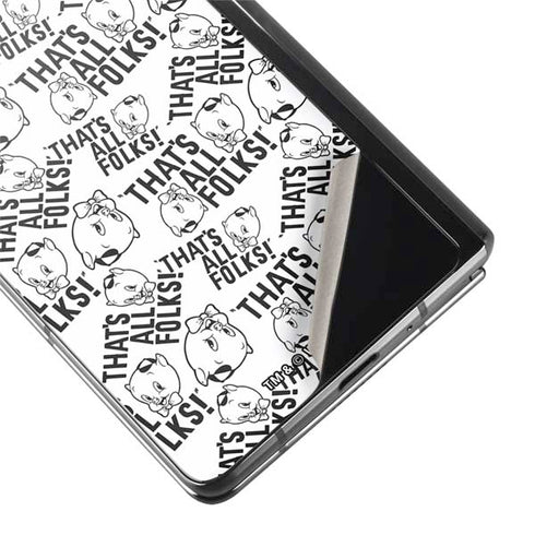 Looney Tunes Porky Pig Black and White Galaxy Z Fold2 5G Skin