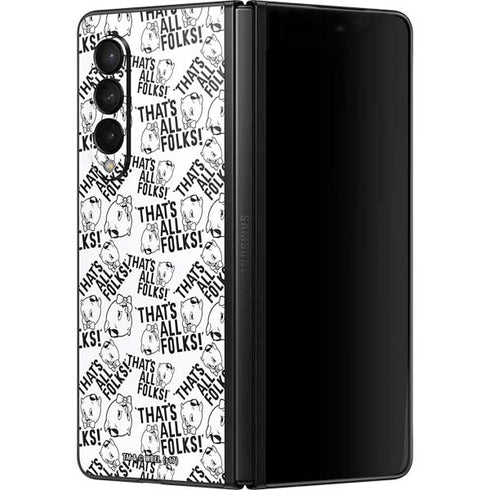 Looney Tunes Porky Pig Black and White Galaxy Z Fold3 5G Skin