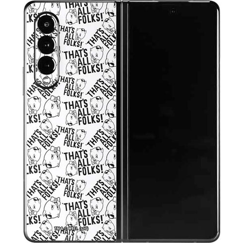 Looney Tunes Porky Pig Black and White Galaxy Z Fold3 5G Skin