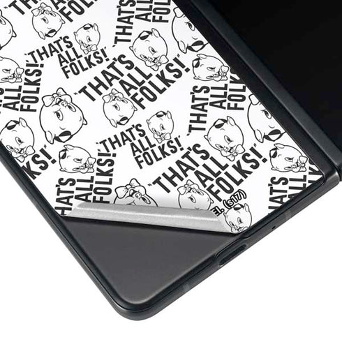 Looney Tunes Porky Pig Black and White Galaxy Z Fold3 5G Skin