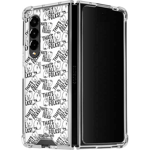 Looney Tunes Porky Pig Black and White Galaxy Z Fold4 5G Clear Case