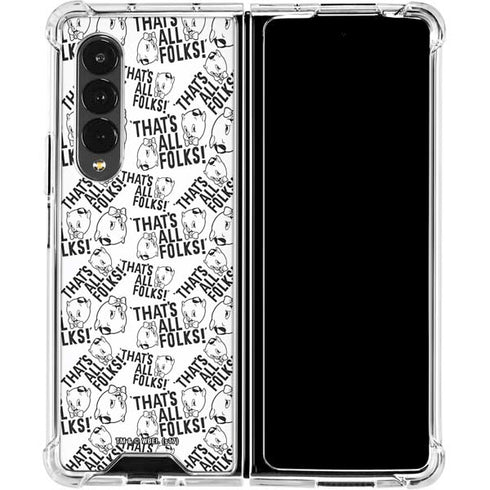 Looney Tunes Porky Pig Black and White Galaxy Z Fold4 5G Clear Case