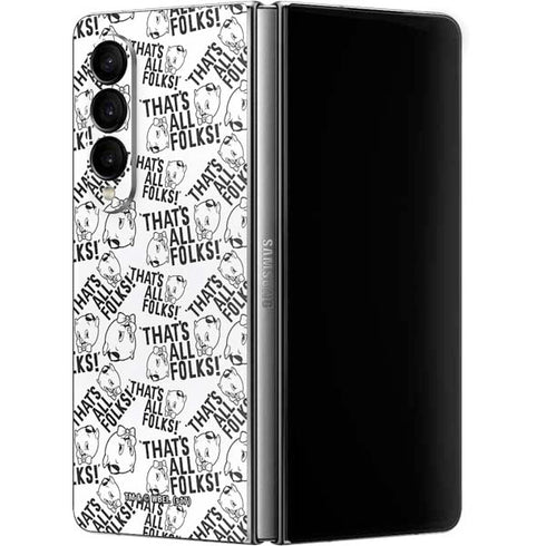 Looney Tunes Porky Pig Black and White Galaxy Z Fold4 5G Skin