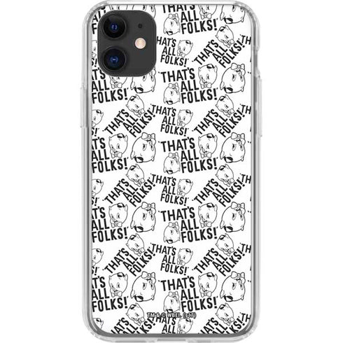 Looney Tunes Porky Pig Black and White iPhone 11 Clear Case