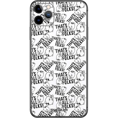 Looney Tunes Porky Pig Black and White iPhone 11 Pro Max Skin