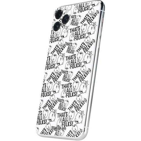 Looney Tunes Porky Pig Black and White iPhone 11 Pro Max Skin